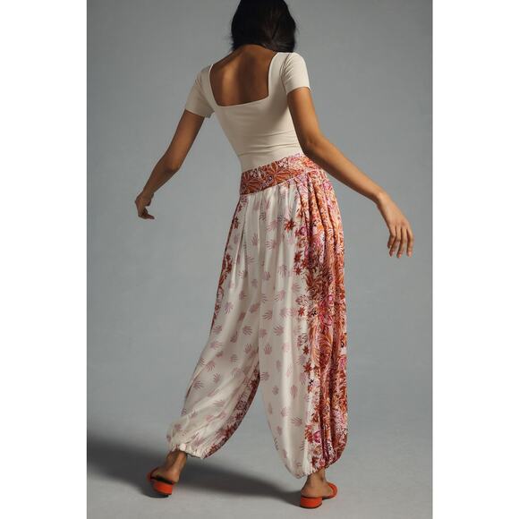 Anthropologie Pleated Ballon Floral Boho Pants Multicolor US 10 30"x26" - Picture 3 of 13
